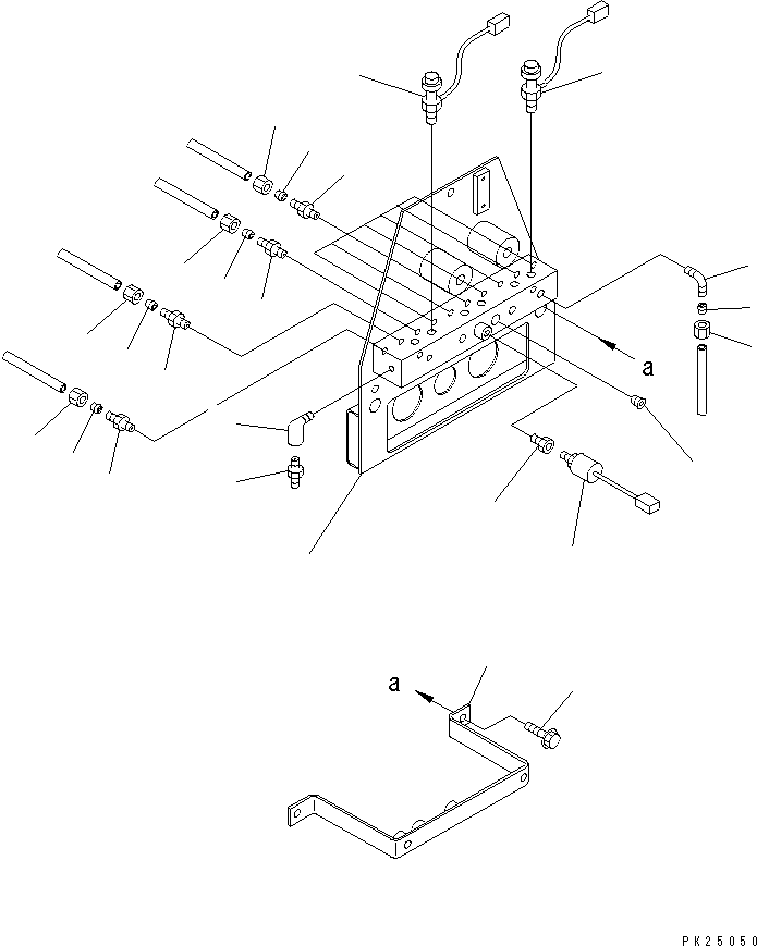 Komatsu parts book diagram for HD255-5 S/N 1001-UP: AIR BLOCK AND PIPING (1/2) (FOR EMERGENCY BRAKE)(#1001-1200)
