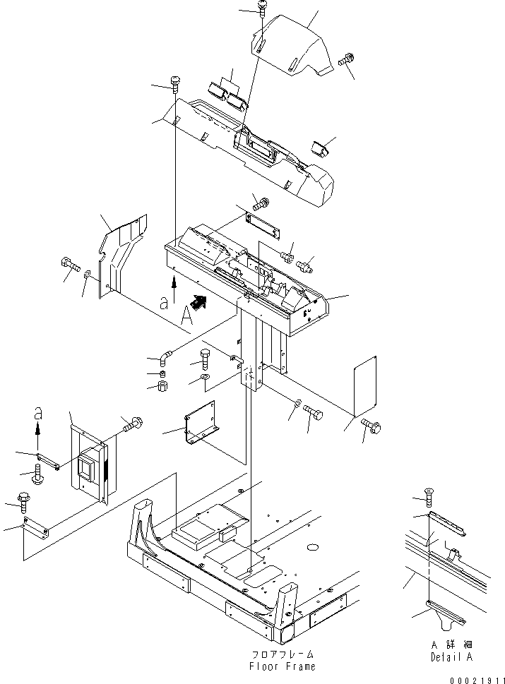 Komatsu parts book diagram for HD255-5 S/N 1001-UP: FLOOR SUB (DASHBOARD)(#1425-1600)