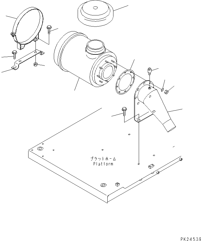 Komatsu parts book diagram for HD255-5 S/N 1001-UP: PLATFORM (AIR INTAKE)(#1001-1600)
