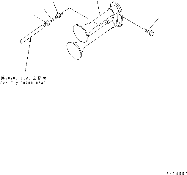 Komatsu parts book diagram for HD255-5 S/N 1001-UP: RADIATOR GUARD (2/2) (HORN)(#1001-1600)