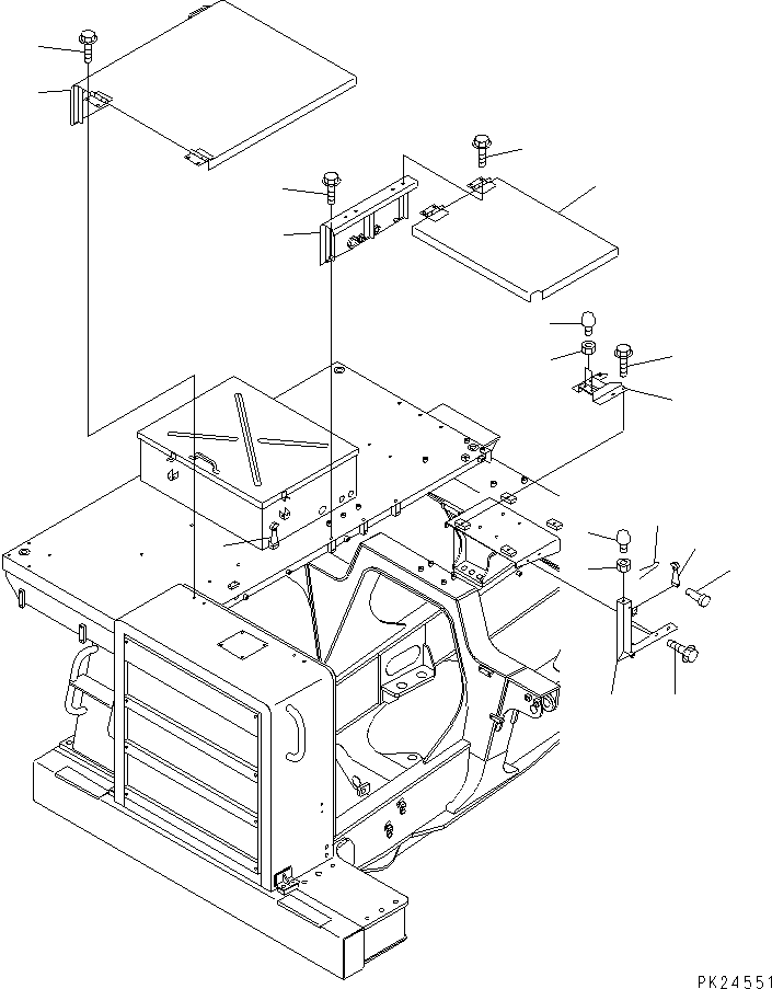 Komatsu parts book diagram for HD255-5 S/N 1001-UP: HOOD (FOR AUTO LUBRICATION)(#1001-1600)