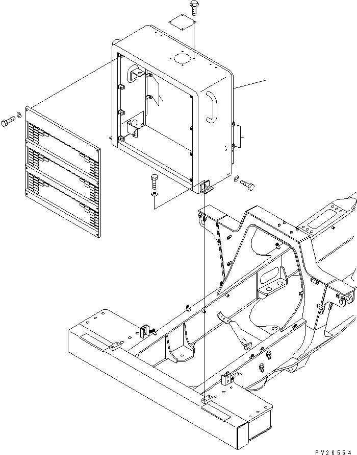 Komatsu parts book diagram for HD255-5 S/N 1001-UP: ENGINE SIDE COVER (GUARD)(#1001-1200)
