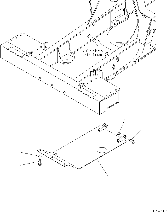 Komatsu parts book diagram for HD255-5 S/N 1001-UP: ENGINE UNDER GUARD(#1001-1600)