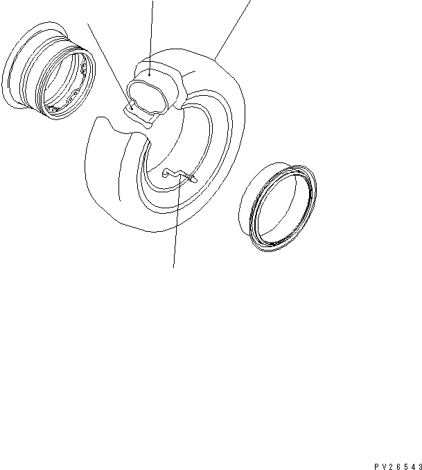 Komatsu parts book diagram for HD255-5 S/N 1001-UP: TIRE (16.00-25 ?28PR ?E3 ?CR(RL) ?TUBE TYPE) (BRIDGESTONE)(#1201-)