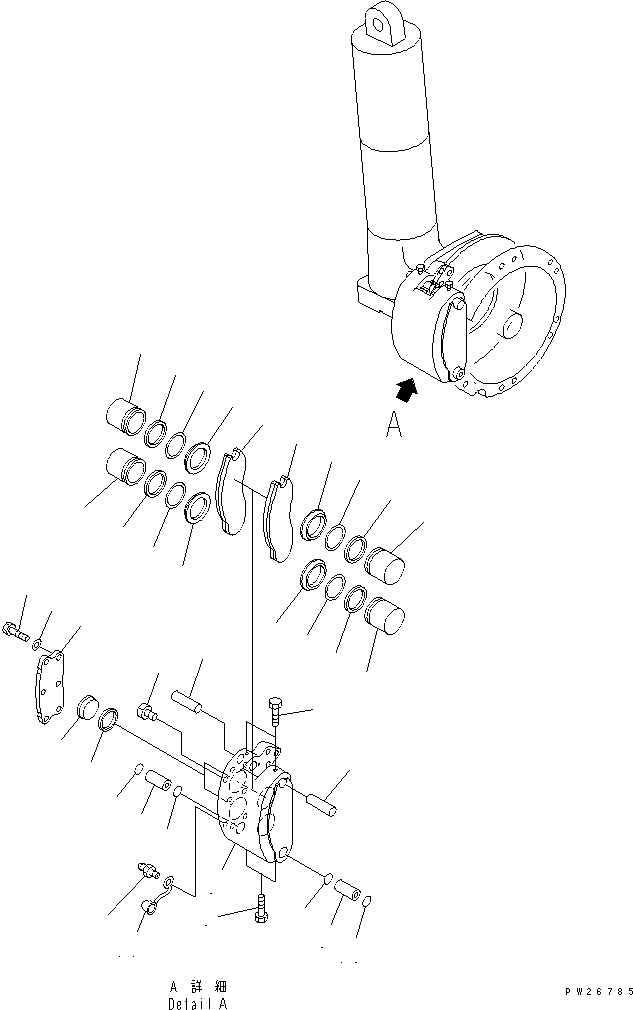 Komatsu parts book diagram for HD255-5 S/N 1001-UP: FRONT AXLE (LEFT HAND) (2/7) (FRONT BRAKE ASSEMBLY)(#1001-1311)