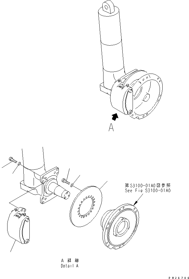 Komatsu parts book diagram for HD255-5 S/N 1001-UP: FRONT AXLE (LEFT HAND) (3/7) (FRONT BRAKE RELATED PARTS)(#1001-1311)