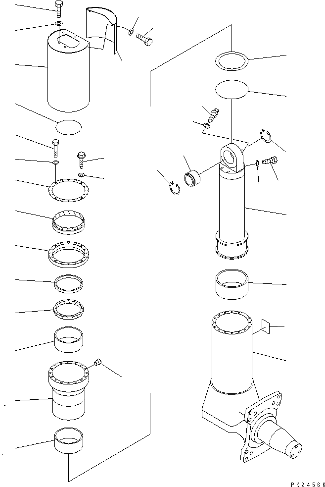 Komatsu parts book diagram for HD255-5 S/N 1001-UP: FRONT AXLE (LEFT HAND) (7/7) (FRONT SUSPENSION ASSEMBLY)(#1001-1311)