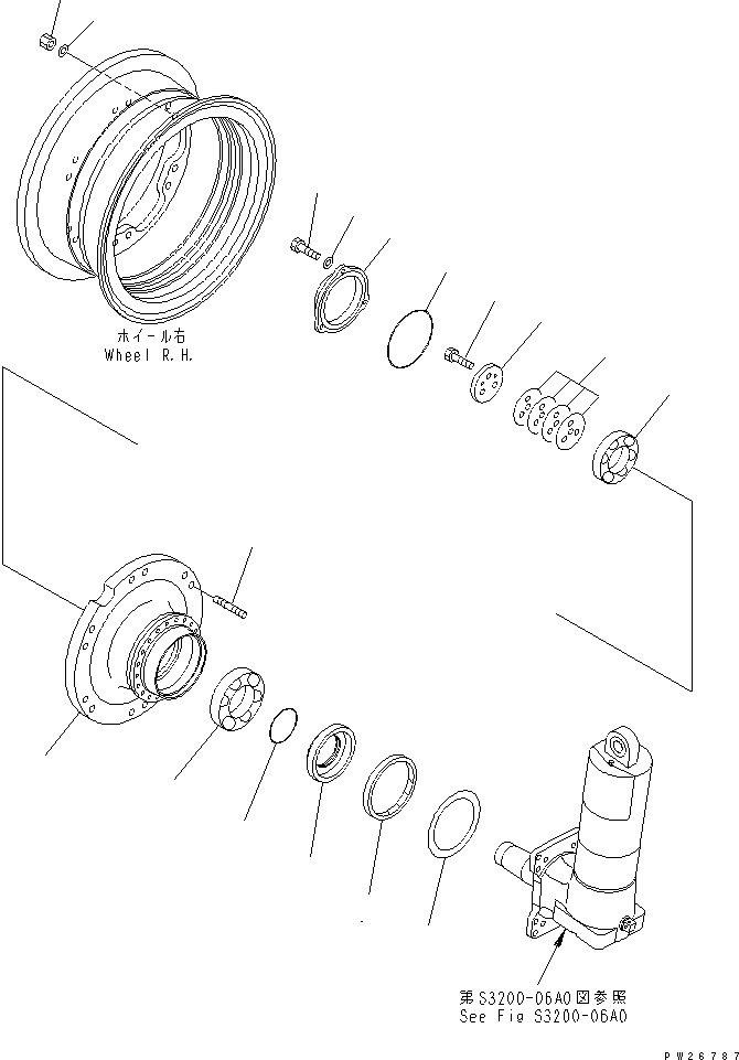 Komatsu parts book diagram for HD255-5 S/N 1001-UP: FRONT AXLE (RIGHT HAND) (1/7) (FRONT AXLE)(#1001-1311)