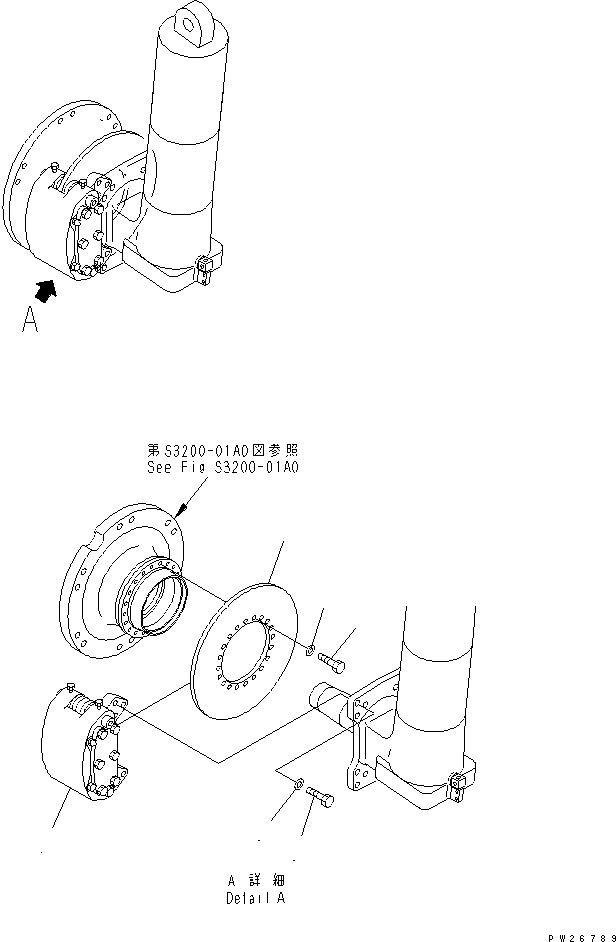 Komatsu parts book diagram for HD255-5 S/N 1001-UP: FRONT AXLE (RIGHT HAND) (3/7) (FRONT BRAKE RELATED PARTS)(#1001-1311)