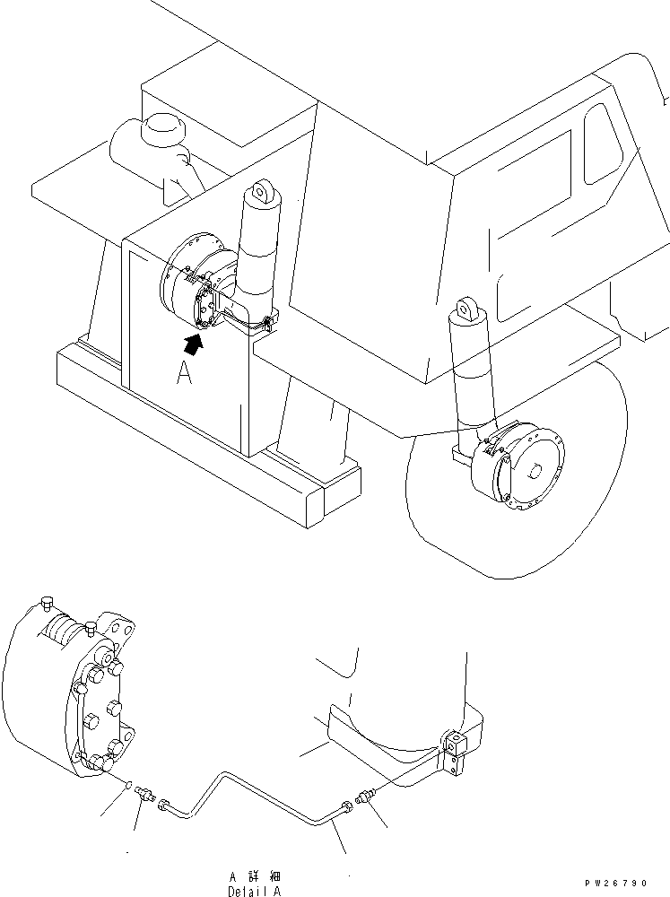 Komatsu parts book diagram for HD255-5 S/N 1001-UP: FRONT AXLE (RIGHT HAND) (4/7) (BRAKE PIPING)(#1001-1311)