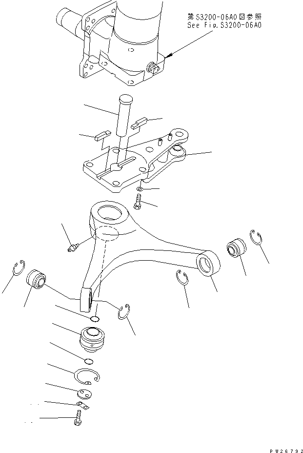 Komatsu parts book diagram for HD255-5 S/N 1001-UP: FRONT AXLE (RIGHT HAND) (5/7) (ARM LEVER) (FOR AUTO LUBRICATION)(#1001-1311)