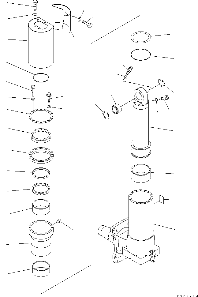 Komatsu parts book diagram for HD255-5 S/N 1001-UP: FRONT AXLE (RIGHT HAND) (7/7) (FRONT SUSPENSION ASSEMBLY)(#1001-1311)