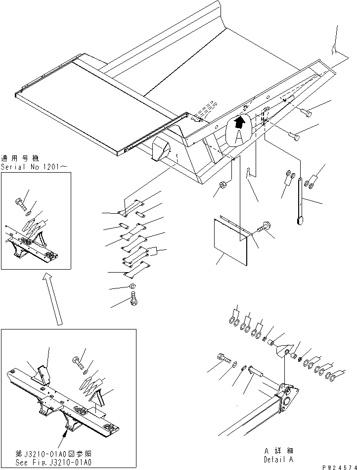 Komatsu parts book diagram for HD255-5 S/N 1001-UP: BODY ACCESSORY AND PARTS (ACCESSORY)(#1001-1600)