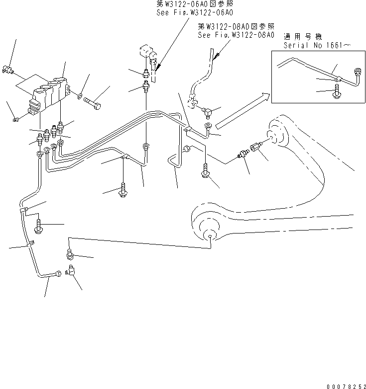 Komatsu parts book diagram for HD255-5 S/N 1001-UP: AUTO LUBRICATION (STEERINGLINE) (3/4)
