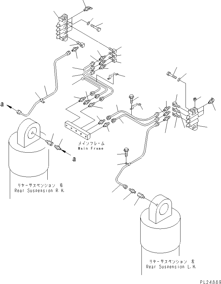 Komatsu parts book diagram for HD255-5 S/N 1001-UP: AUTO LUBRICATION (REAR AXLE SUPORT LINE) (1/2)
