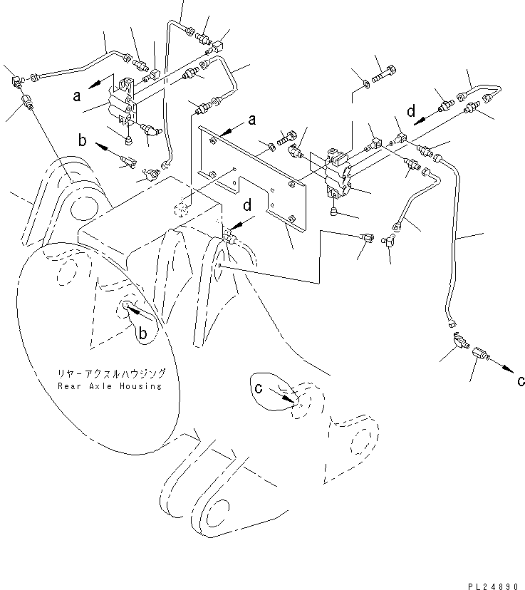 Komatsu parts book diagram for HD255-5 S/N 1001-UP: AUTO LUBRICATION (REAR AXLE SUPORT LINE) (2/2)