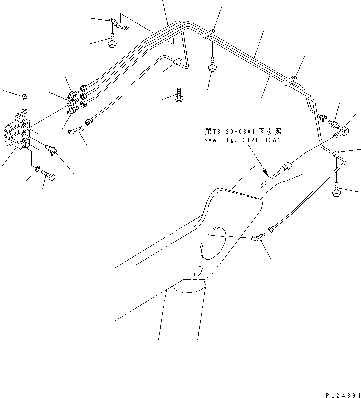 Komatsu parts book diagram for HD255-5 S/N 1001-UP: AUTO LUBRICATION (BODY SUPPORT LINE)