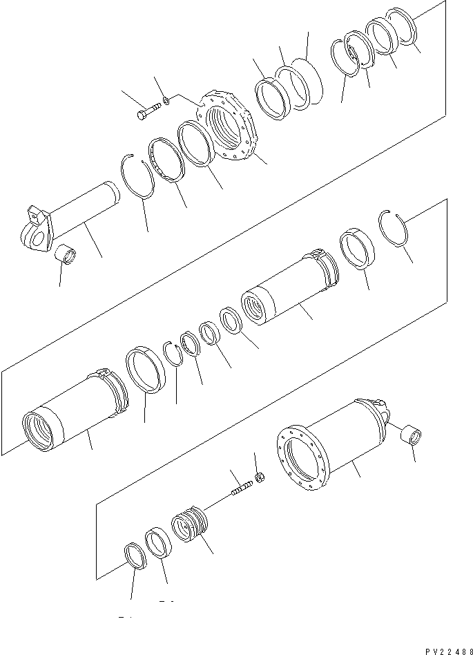 Komatsu parts book diagram for HD255-5 S/N 1001-UP: HOIST CYLINDER (INNER PARTS)