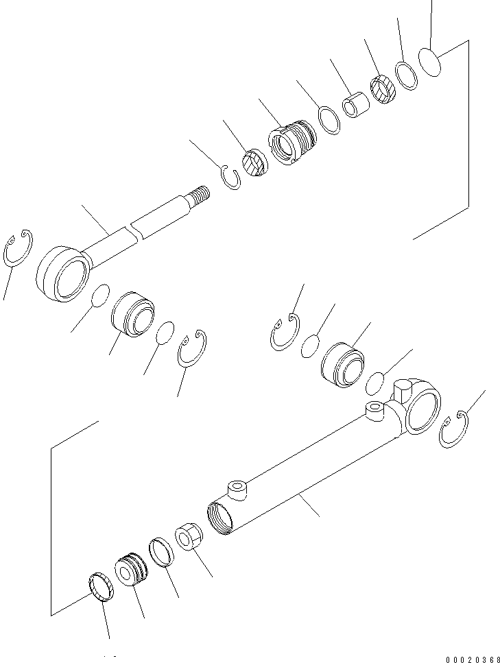 Komatsu parts book diagram for HD255-5 S/N 1001-UP: STEERING CYLINDER (INNER PARTS)
