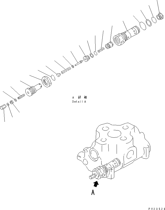 Komatsu parts book diagram for HD255-5 S/N 1001-UP: HOIST VALVE (3/3)