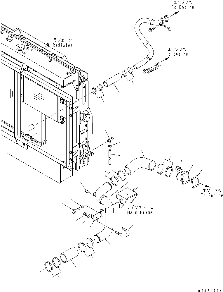 Dump Trucks Komatsu / HD325-7R S/N 11001-11033 (W/O EGR)(hd325-1c) / COOLANT LINE (LOWER TANK LINE)(#11001-)(060060 : C0120-02A0)