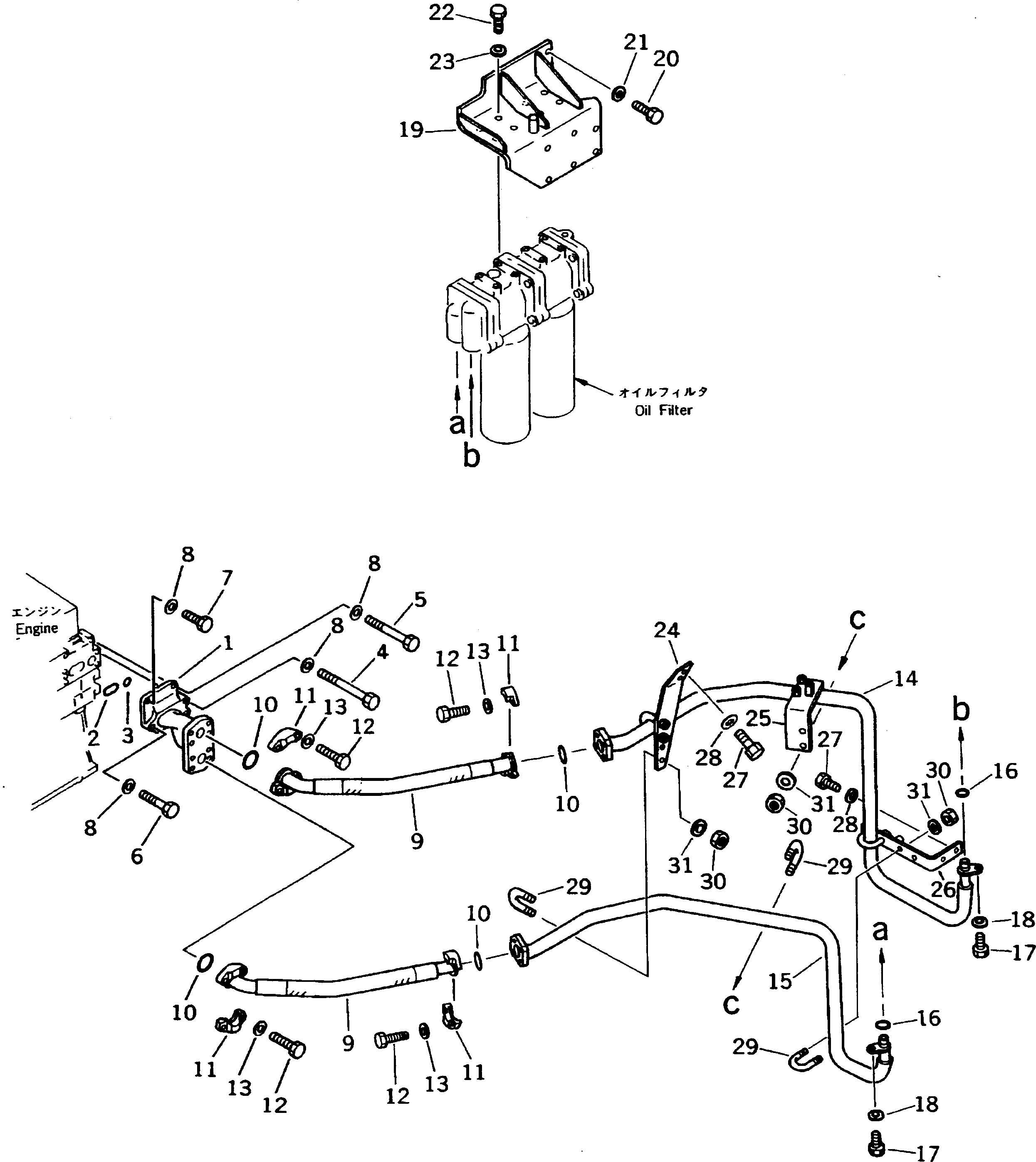 Dump Trucks Komatsu / HD325-6 S/N 5001-UP(hd325-6c) / FULL FLOW FILTER PIPING(#5001-5484)(030050 : 1021)