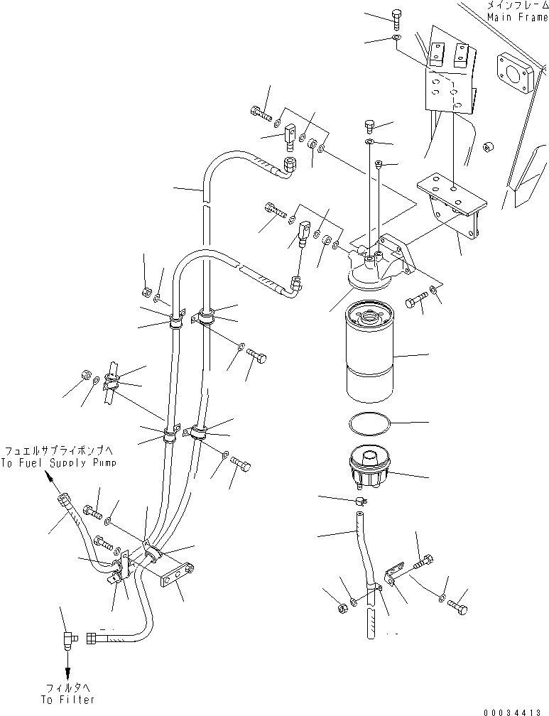 Dump Trucks Komatsu / HD325-6 S/N 5001-UP(hd325-6c) / ADDITIONAL FUEL FILTER PIPING (4WD SPEC.)(#6001-)(030470 : 1347)