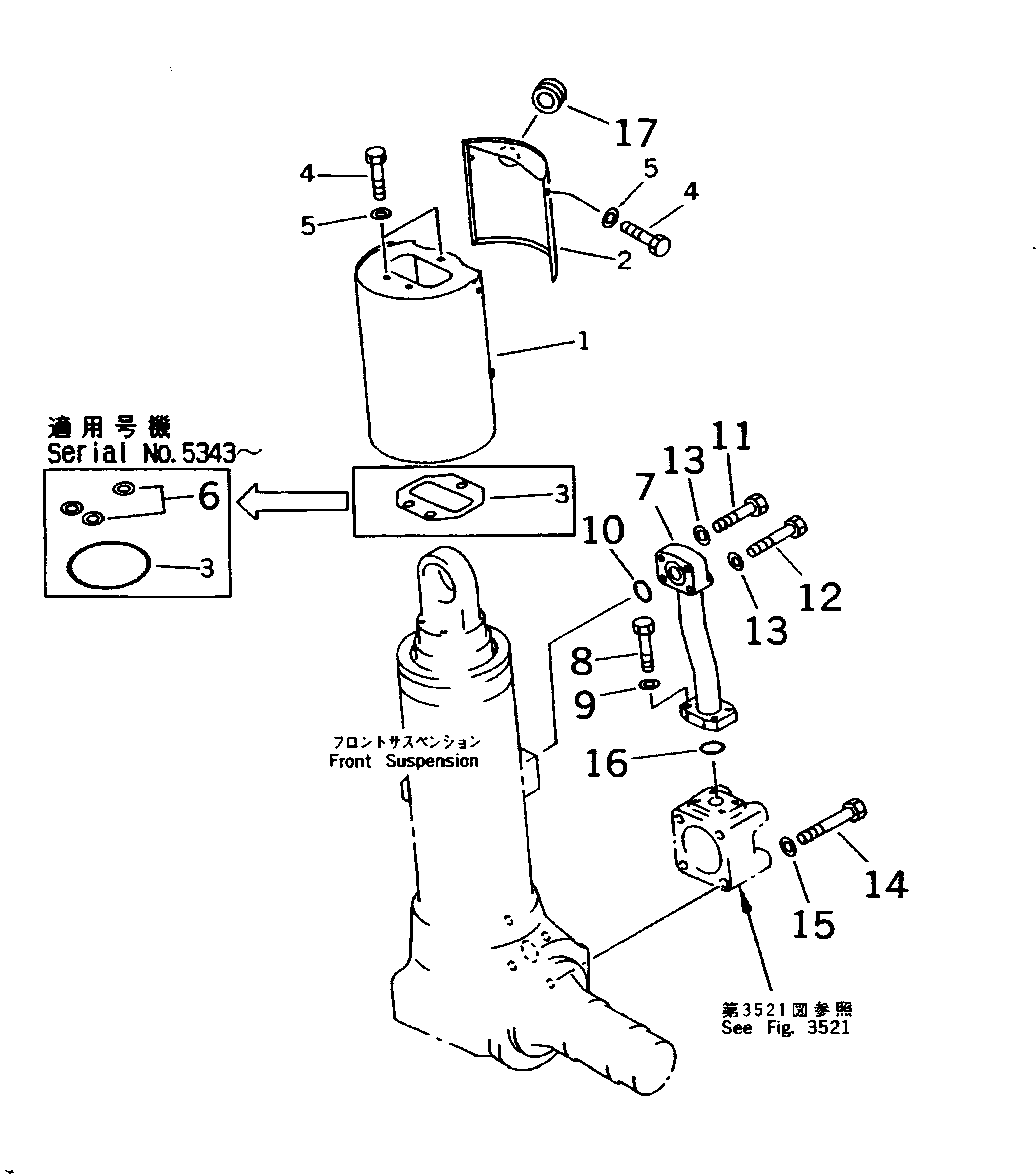 Dump Trucks Komatsu / HD325-6 S/N 5001-UP(hd325-6c) / FRONT SUSPENSION (2/2) (WITHOUT AUTO-SUSPENSION)(090350 : 3522)