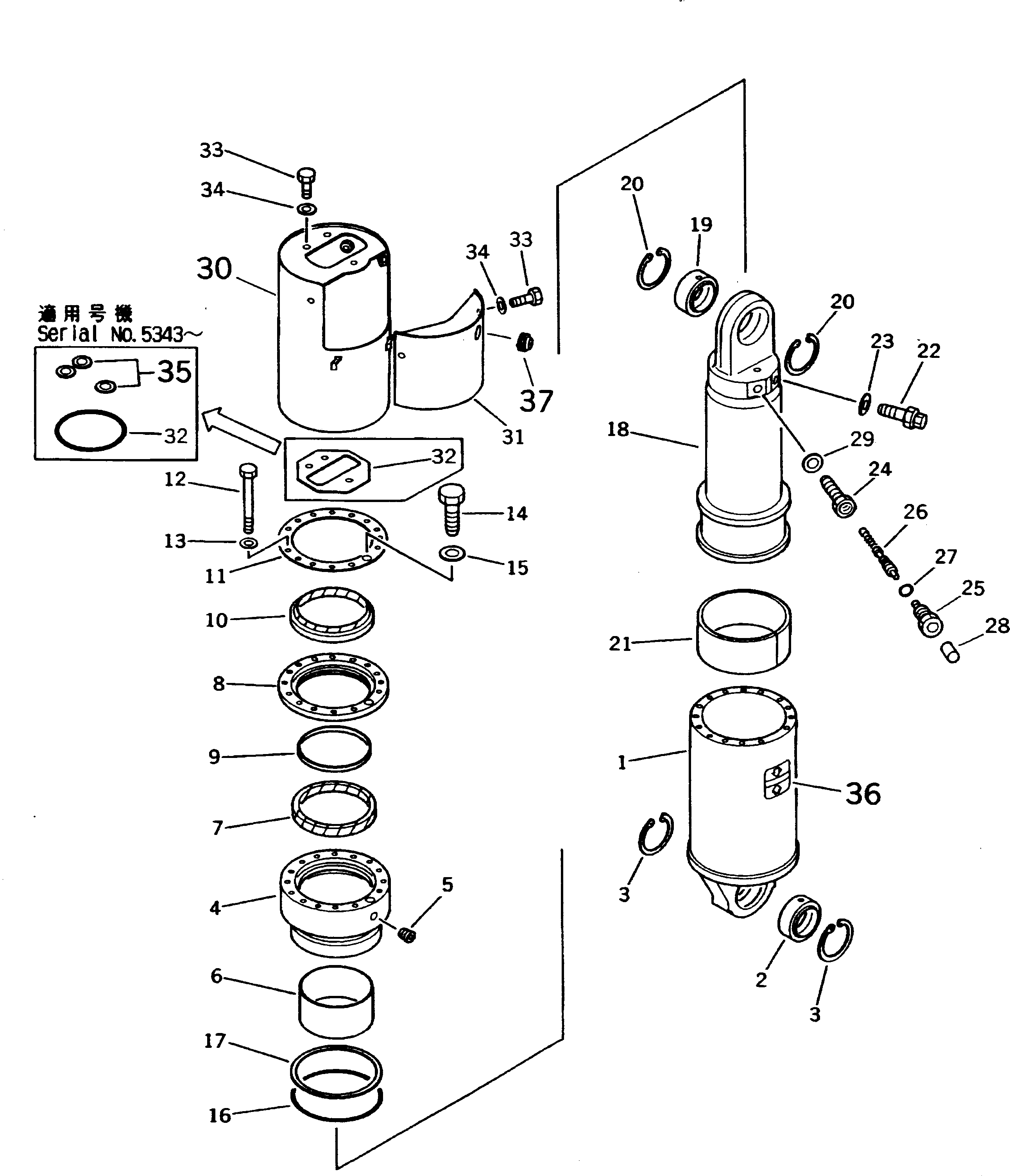 Dump Trucks Komatsu / HD325-6 S/N 5001-UP(hd325-6c) / REAR SUSPENSION (WITH AUTO-SUSPENSION)(#5001-5484)(090360 : 3561)