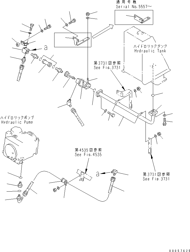 Dump Trucks Komatsu / HD325-6 S/N 5001-UP(hd325-6c) / 4WD HYDRAULIC PIPING (PUMP DRAIN LINE) (4WD SPEC.) (WITH OIL LEVEL SENSOR)(090410 : 3737)