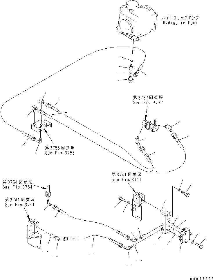 Dump Trucks Komatsu / HD325-6 S/N 5001-UP(hd325-6c) / 4WD HYDRAULIC PIPING (MOTOR COOLING LINE) (3/4) (FLASHING VALVE) (WITH OIL LEVEL SENSOR)(090440 : 3758)