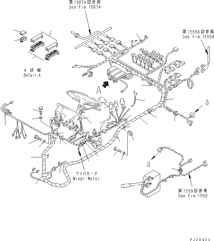 Dump Trucks Komatsu / HD405-6 S/N 1001-UP(hd405-6c) / ELECTRICAL SYSTEM (PANEL WIRING) (1/2)(#2001-)(030660 : 1554A)