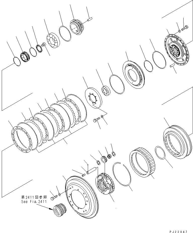 Dump Trucks Komatsu / HD405-6 S/N 1001-UP(hd405-6c) / TRANSMISSION (3/7) (LOW CLUTCH)(060080 : 2412)