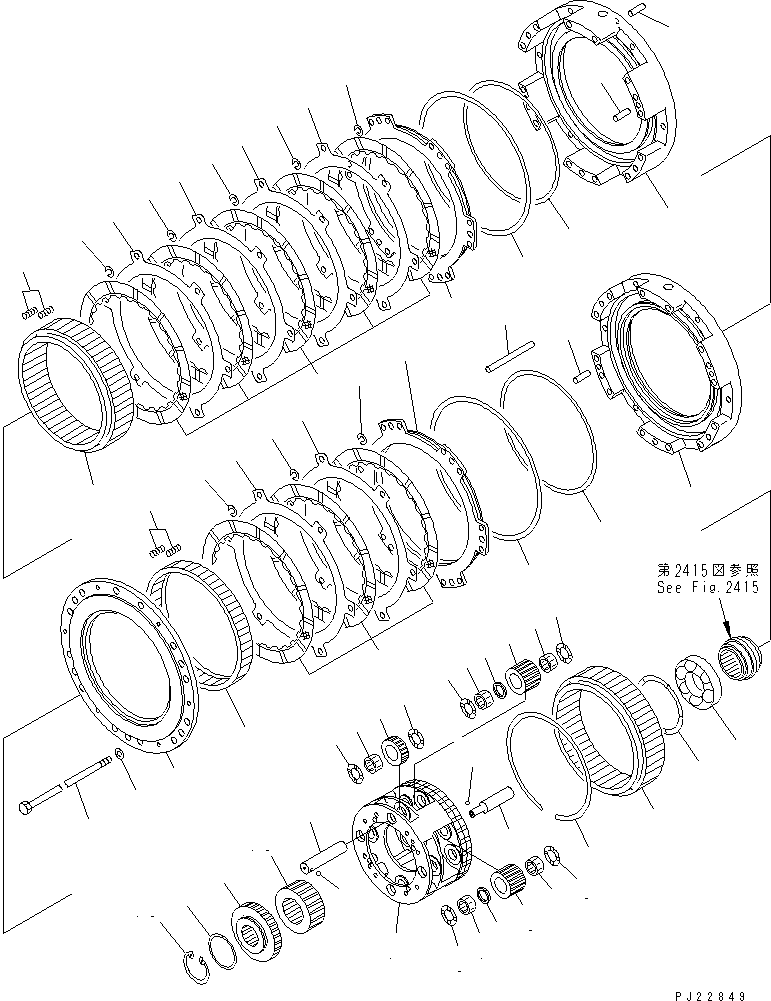 Dump Trucks Komatsu / HD405-6 S/N 1001-UP(hd405-6c) / TRANSMISSION (5/7) (3RD AND REVERSE CLUTCH)(060100 : 2414)