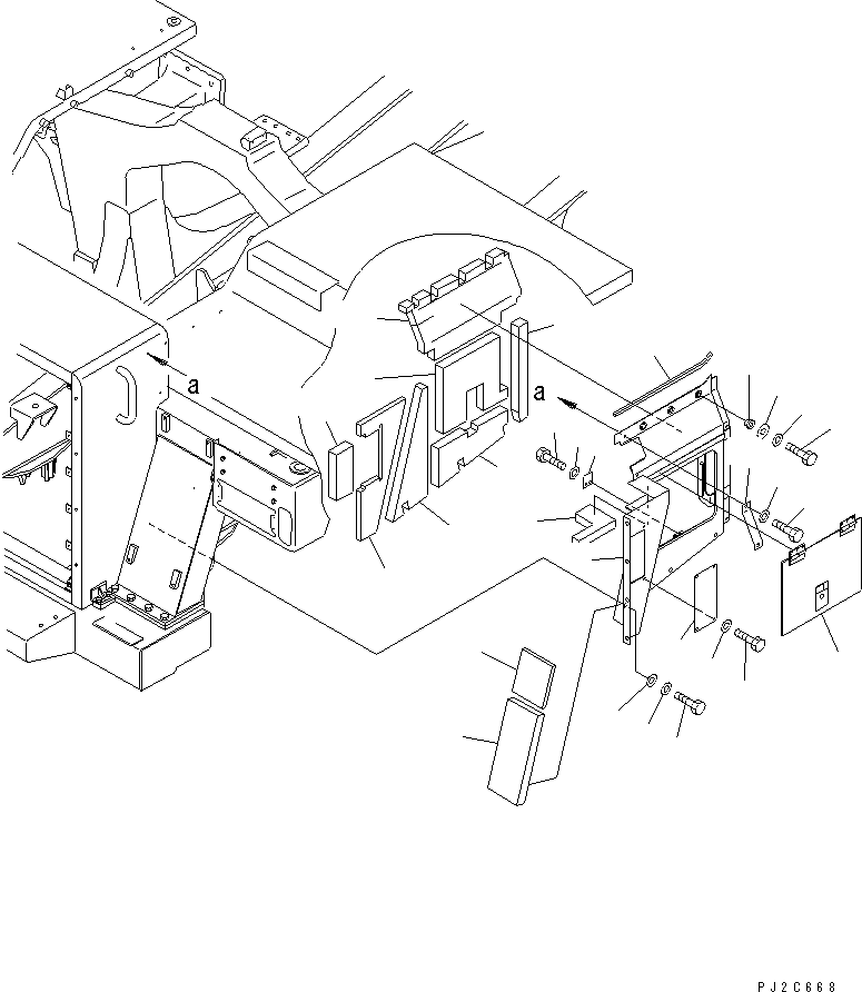 Dump Trucks Komatsu / HD405-6 S/N 1001-UP(hd405-6c) / ENGIN SIDE COVER (1/4) (LOW NOISE SPEC.)(#2029-)(150290 : 5095)
