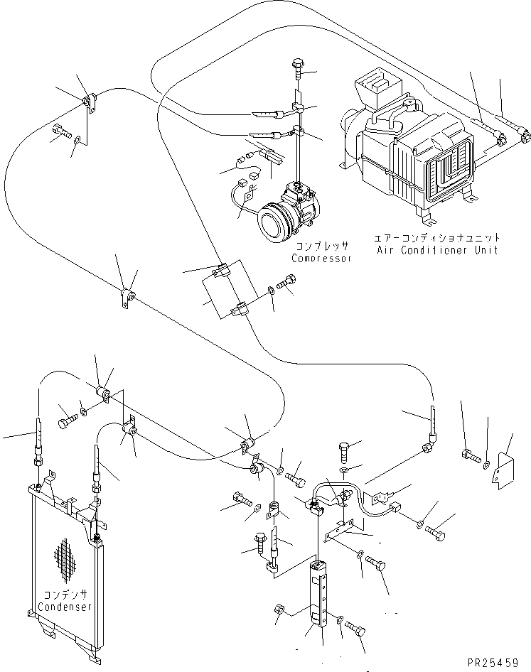 Dump Trucks Komatsu / HD405-6 S/N 1001-UP(hd405-6c) / AIR CONDITIONER (2/8) (AIR COMPRESSOR PIPING)(#1055-1999)(150870 : 5522)