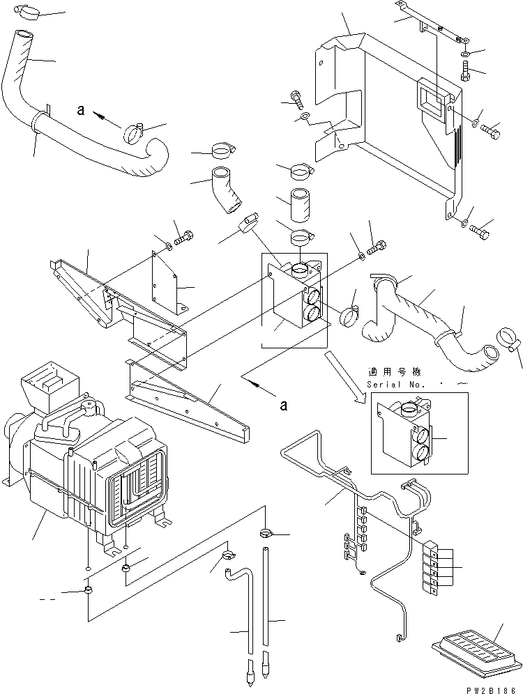 Dump Trucks Komatsu / HD405-6 S/N 1001-UP(hd405-6c) / AIR CONDITIONER (6/8) (AIR CONDITIONER UNIT AND AIR DUCT) (2/2)(#1055-)(150940 : 5527)