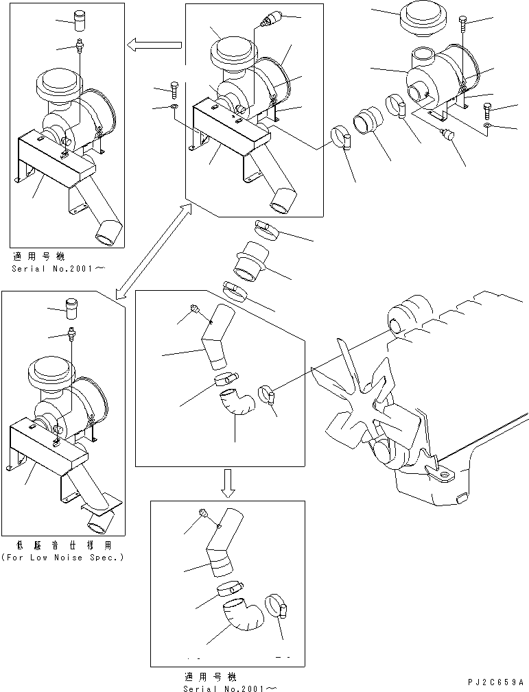 Dump Trucks Komatsu / HD405-6 S/N 1001-UP(hd405-6r) / AIR INTAKE PIPING (1/2)(030050 : 1101)