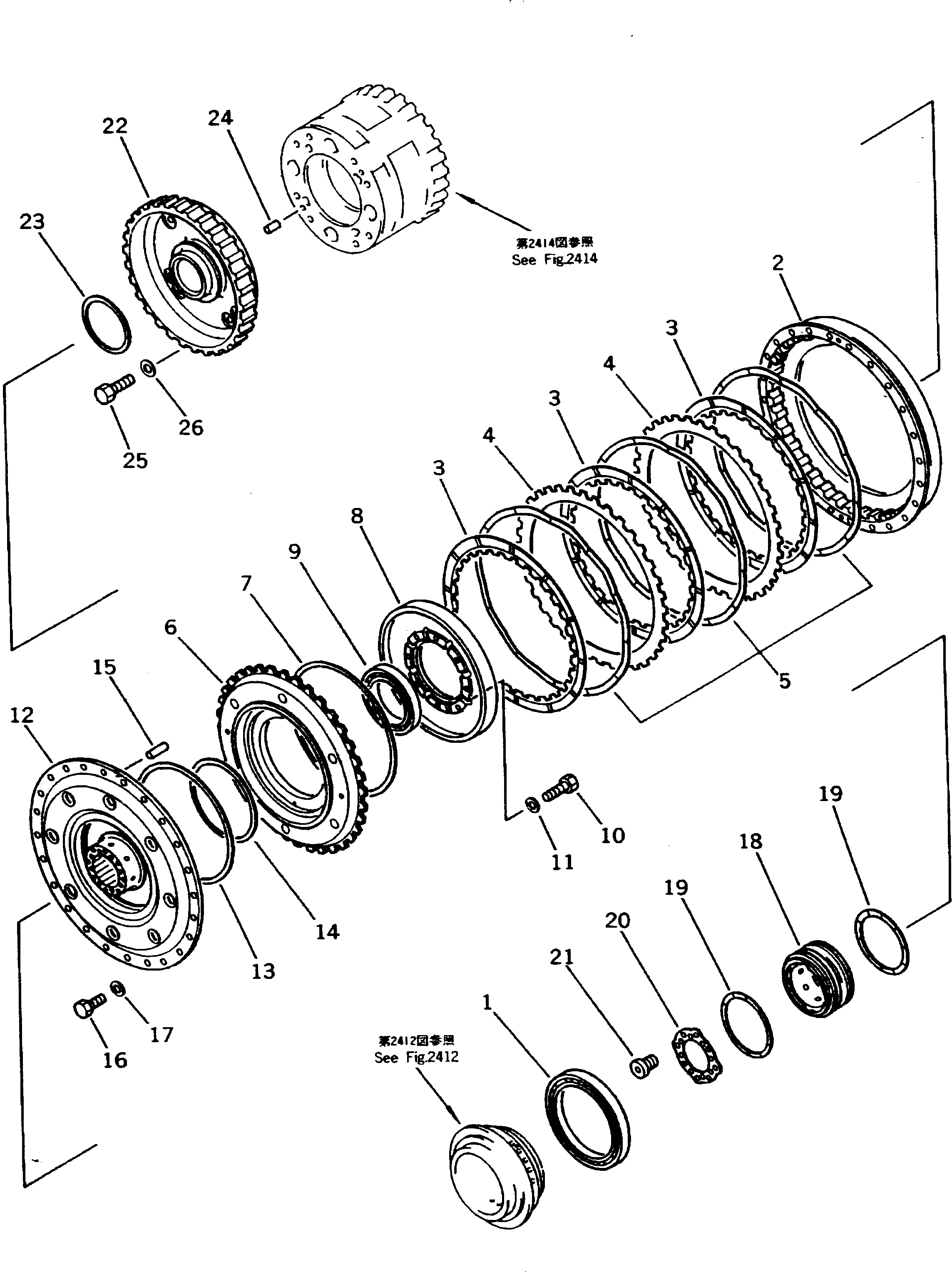 Dump Trucks Komatsu / HD405-6 S/N 1001-UP(hd405-6r) / TRANSMISSION (4/7) (4TH CLUTCH)(060090 : 2413)