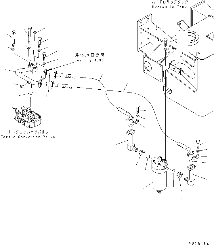 Dump Trucks Komatsu / HD405-6 S/N 1001-UP(hd405-6r) / TORQFLOW PIPING (OIL FILTER TO TORQUE CONVERTER VALVE)(#2001-)(120250 : 4534A)