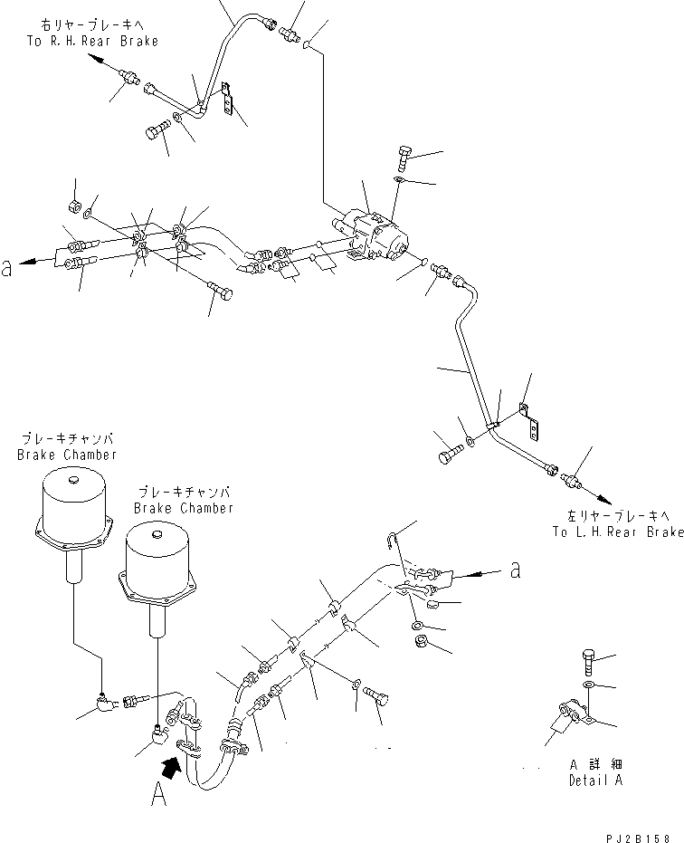 Dump Trucks Komatsu / HD405-6 S/N 1001-UP(hd405-6r) / BRAKE OIL PIPING (REAR) (2/2)(#2001-)(120380 : 4654A)