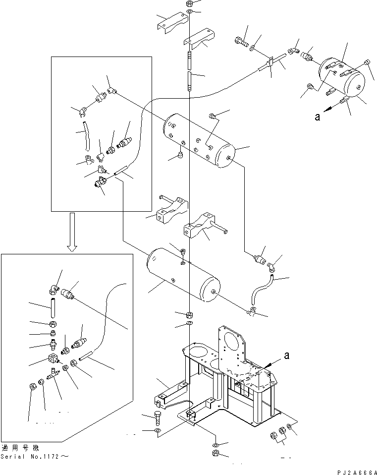Dump Trucks Komatsu / HD405-6 S/N 1001-UP(hd405-6r) / AIR PIPING (DRY¤ WET AND RETARDER PILOT RESERVOIR) (1/2)(120650 : 4853)