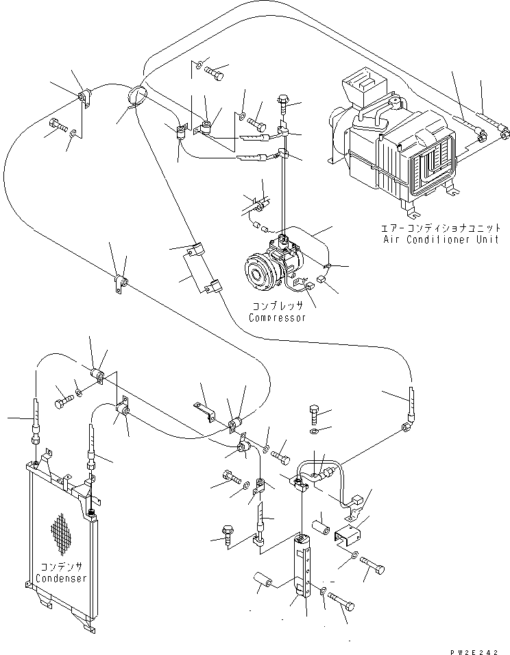 Dump Trucks Komatsu / HD405-6 S/N 1001-UP(hd405-6r) / AIR CONDITIONER (2/8) (AIR COMPRESSOR PIPING)(#2001-)(150740 : 5522A)