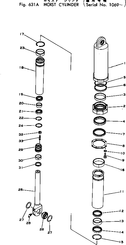 Dump Trucks Komatsu / HD460-1 S/N 1002-UP(hd460-1r) / HOIST CYLINDER(#1069-)(180120 : 631A)