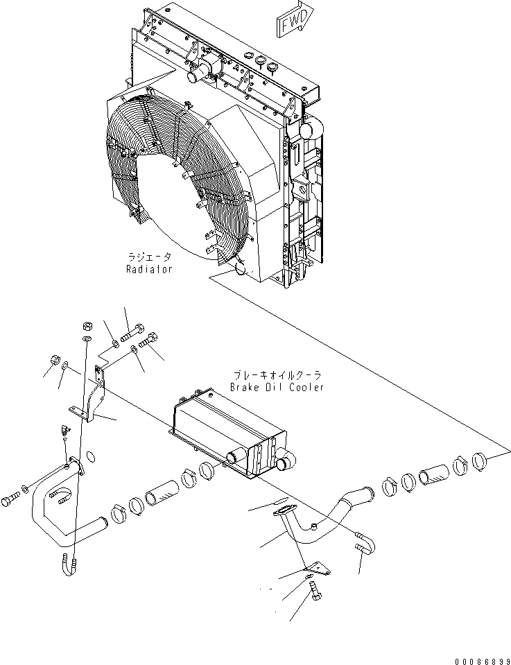 Komatsu parts book diagram for HD465-7R S/N 15001-15351 (W/O EGR): ENGINE RELATED PARTS (COOLANT LINE)(#15025-)