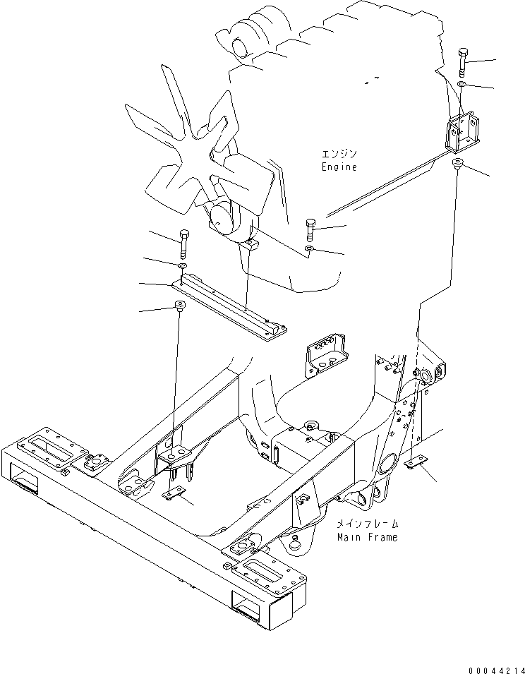 Komatsu parts book diagram for HD465-7R S/N 15001-15351 (W/O EGR): ENGINE MOUNTING(#15001-)