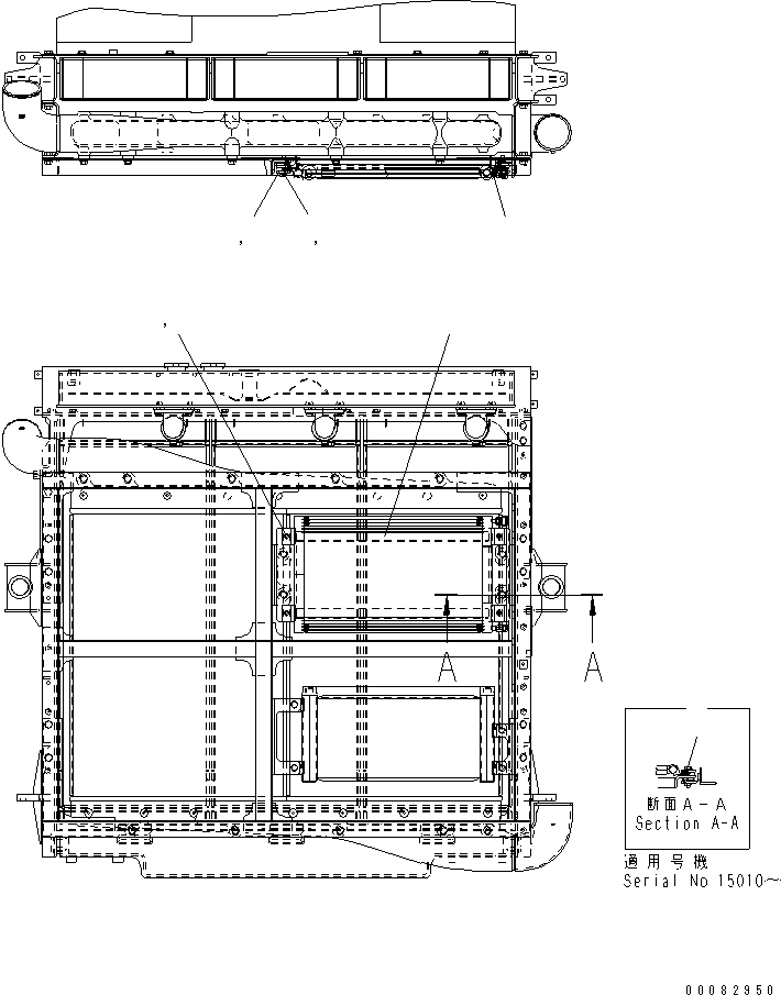 Komatsu parts book diagram for HD465-7R S/N 15001-15351 (W/O EGR): RADIATOR (INNER PARTS) (2/2)(#15001-15024)