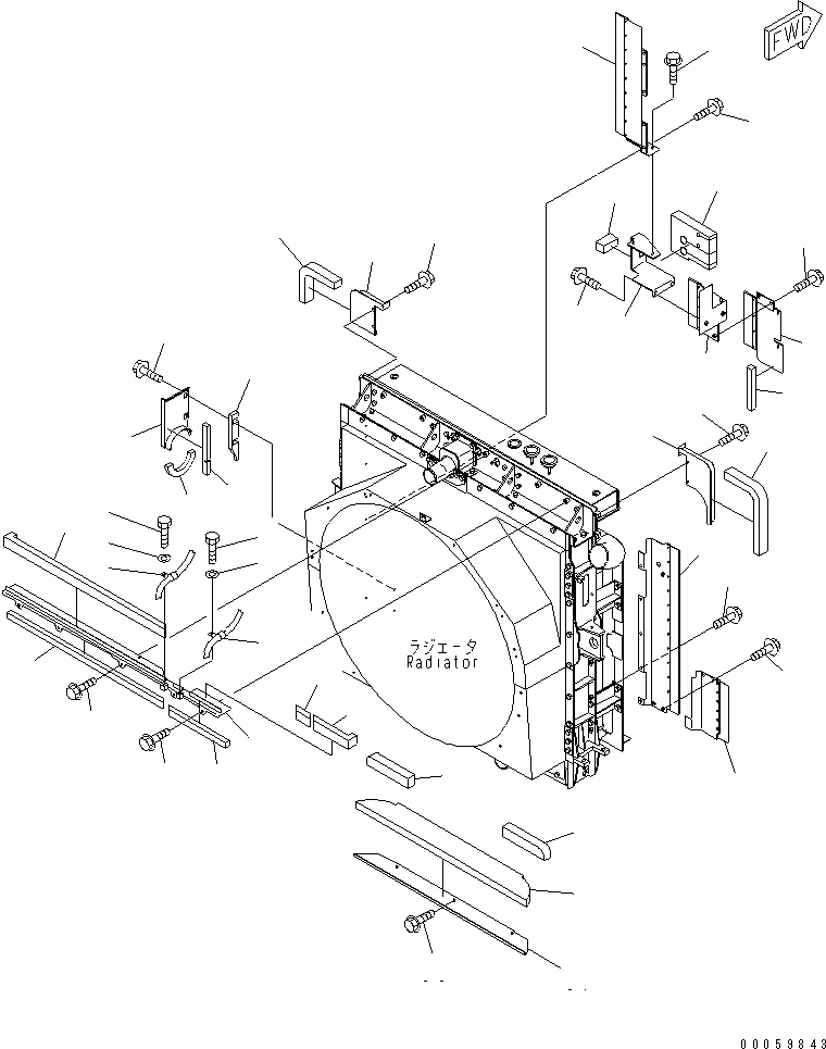 Komatsu parts book diagram for HD465-7R S/N 15001-15351 (W/O EGR): RADIATOR (BUFFER)(#15001-15024)