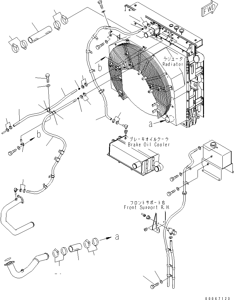 Komatsu parts book diagram for HD465-7R S/N 15001-15351 (W/O EGR): RADIATOR (COOLANT LINE) (1/2)(#15025-)