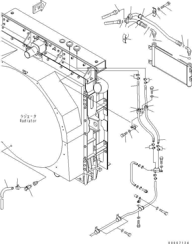 Komatsu parts book diagram for HD465-7R S/N 15001-15351 (W/O EGR): RADIATOR (COOLANT LINE) (2/2)(#15025-)